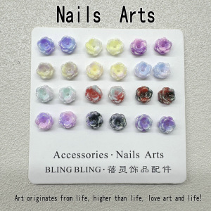 New luminous three-layer three-dimensional flower nail decoration resin decoration DIY phone case wearing nail accessories wholesale